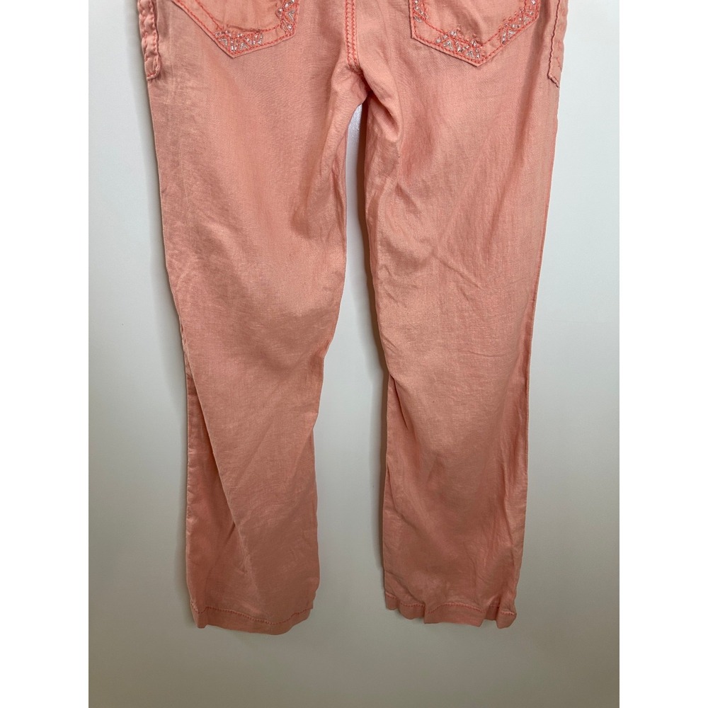 Miss Me Cargo 100% Linen Wide Leg Mid Rise Pant Coral Pink Large Lagonlook Beach - Picture 13 of 14